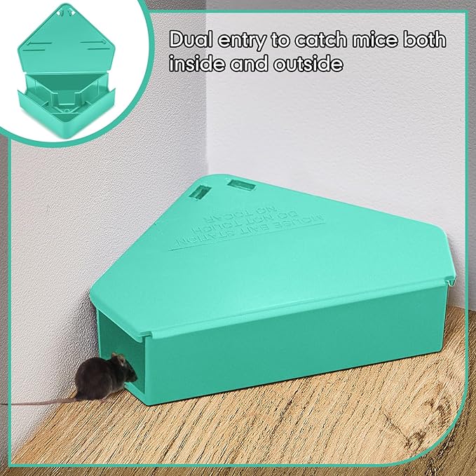Qualirey 36 Pcs Mice Station with Key Triangle Bait Station Reusable Rodent Trap Bait Box, Keeps