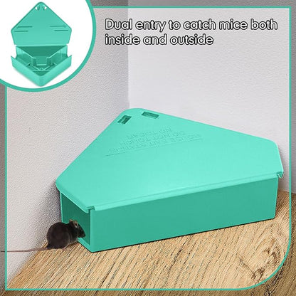 Qualirey 36 Pcs Mice Station with Key Triangle Bait Station Reusable Rodent Trap Bait Box, Keeps