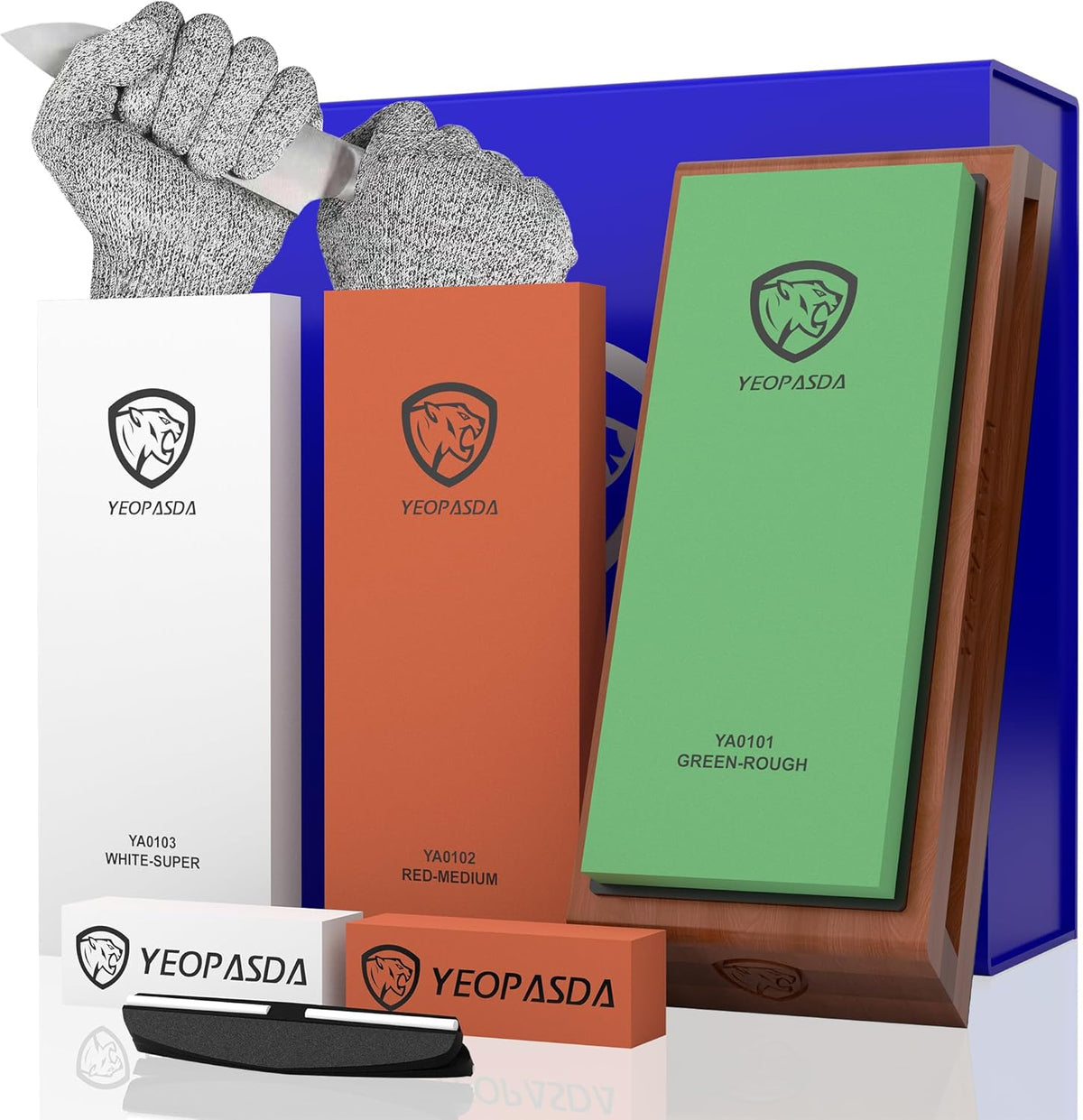 Extra Large Knife Sharpening Stone Kit - YeopAsda Thickered 3 Side Grit 400/1000/6000 Xl Wet Stone