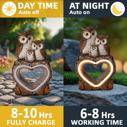 Solar Garden Decor Statues 7" Resin Solar Owl Waterproof Garden Owl Decor for Outside Yard Patio