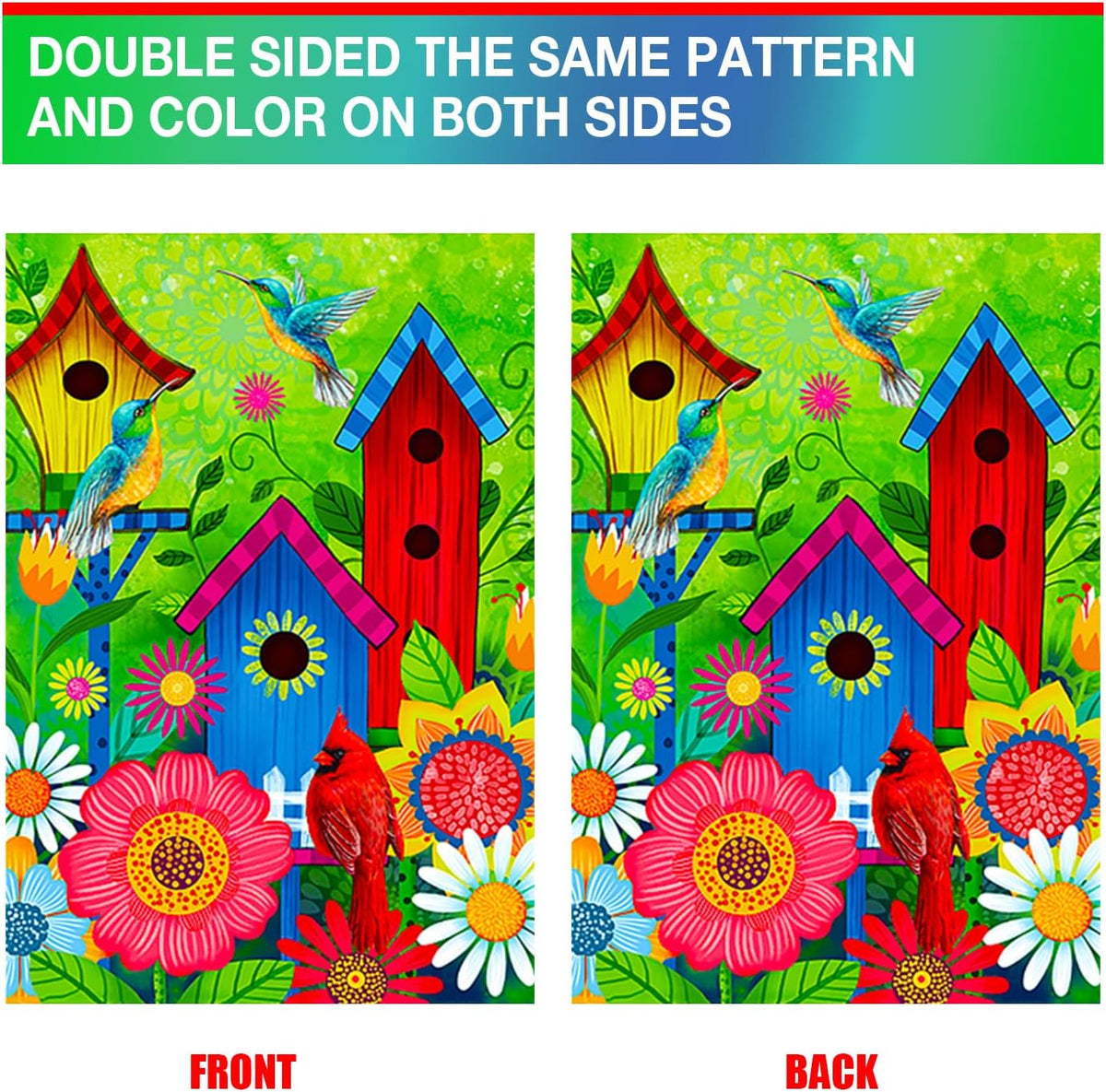 Bird Fall sunflower flags outdoor 28x40 double sided Large garden flag, Cardinal Bird house flag