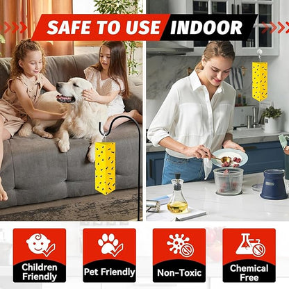 LULUCATCH Sticky Fly Traps, 10 Pack Fly Traps Indoor with Hanging Hook, Odorless Yellow Sticky Gnat