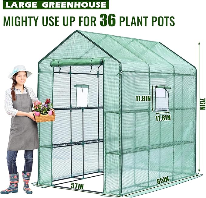 Greengro Greenhouse, 57 x 85 x 76'' Greenhouses for Outdoors, Portable Greenhouse Kit with Mesh