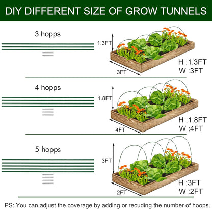 PHYEX Garden Hoops Greenhouse Hoops for Row Covers & Raised Beds, Rust-Free Fiberglass Frame, DIY