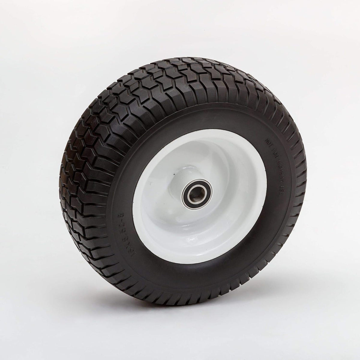 Flat Free Tire | Durable Rubber Replacement Wheel | Tire for Cart, Wagon | 1" Axle Bearing | 4" Hub