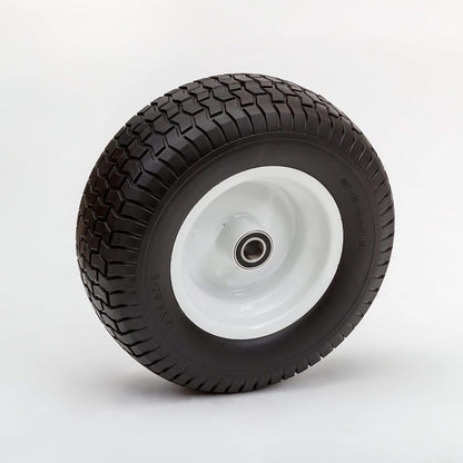 Flat Free Tire | Durable Rubber Replacement Wheel | Tire for Cart, Wagon | 1" Axle Bearing | 4" Hub