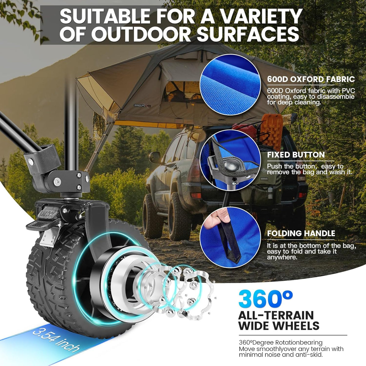 Wagon Cart Shopping Foldable Folding Collapsible with Wheels Big On Beach Garden Outdoor Grocery