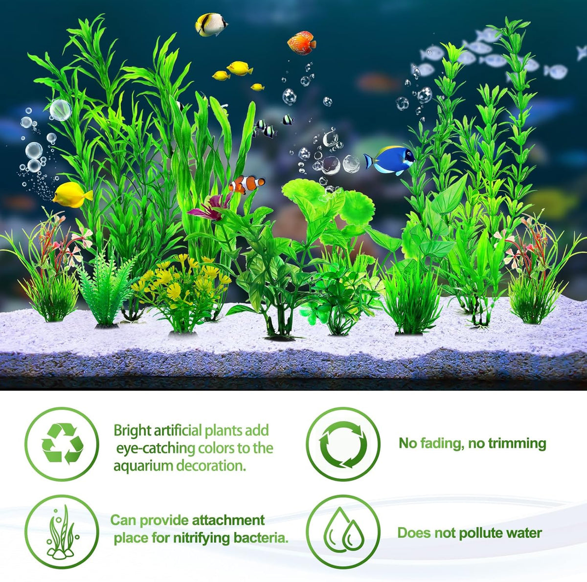 CousDUoBe 12pcs Fish Tank Accessories Aquarium Decorations Green Plants, Green Fish Tanks