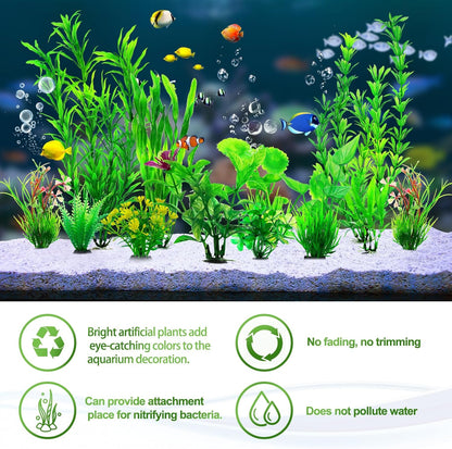 CousDUoBe 12pcs Fish Tank Accessories Aquarium Decorations Green Plants, Green Fish Tanks