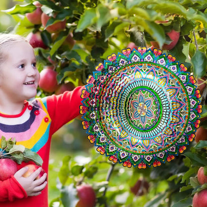 Mandala Rich Love Wind Spinner - 3D Kinetic Wind Spinners | 12″ Laser Cut Stainless Steel Hanging