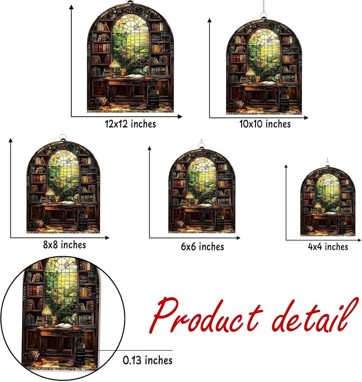 Library Books Bookish Acrylic Suncatcher Stained Glass Effect Window Car Hanging Christmas Ornament