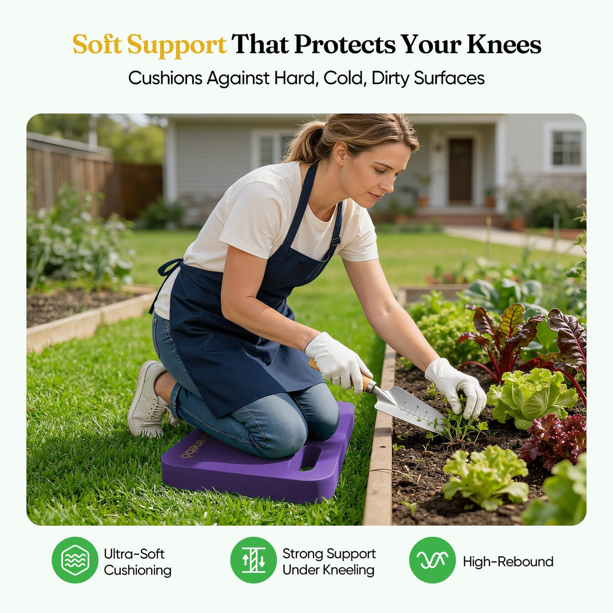 Grenebo 1-Pack Kneeling Pads, Extra Thick, 17.3 x 11 x 1.6 in, Purple