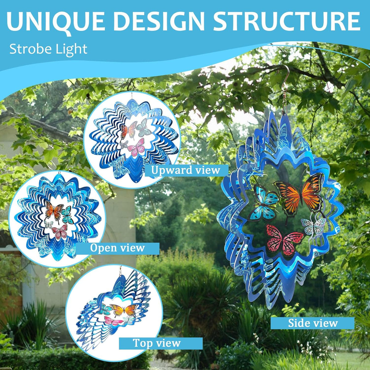 Butterfly Wind Spinners,12In Stainless Steel 3D Wind Spinner for Yard and Garden,Butterfly Gifts
