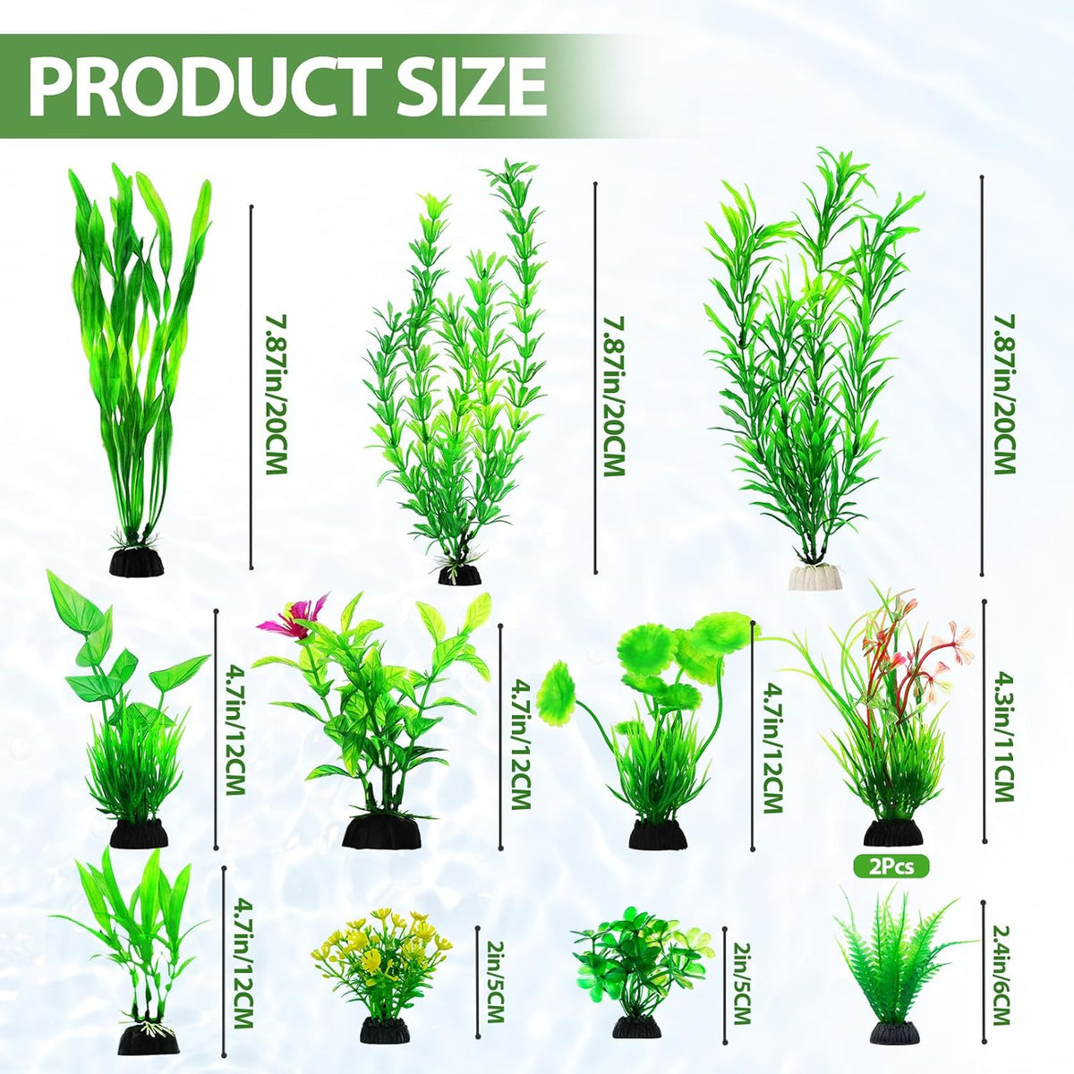 CousDUoBe 12pcs Fish Tank Accessories Aquarium Decorations Green Plants, Green Fish Tanks