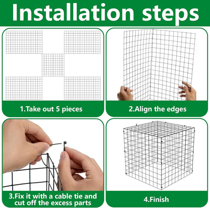 Adnee 7 Pack Wire Plant Protector with Cover-20x12x12 Inch Detachable Square Wire Cages to Prevent