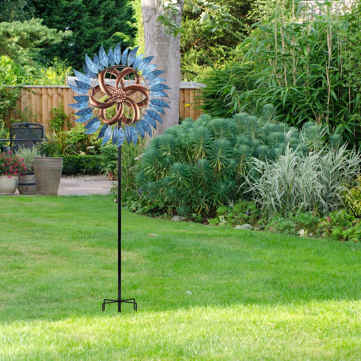 WONDER GARDEN Wind Spinner - 6.2FT Large Wind Sculpture Wind Spinner Metal Windmills for Patio Lawn
