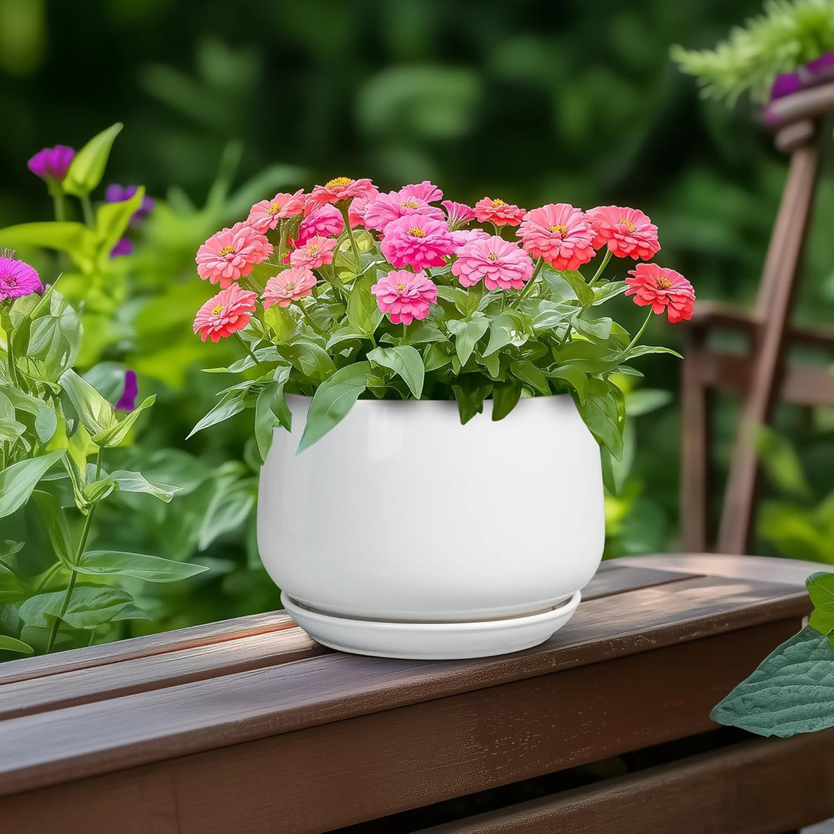 G EPGardening Ceramic Pots for Plants - 6 Inch Planter for Indoor Plants, Flower Pots with Drainage