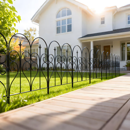 Thealyn Garden Fence 32" H x 10ft (5 Panels), No Digging Heavy Duty Metal Fence Panels, Rustproof