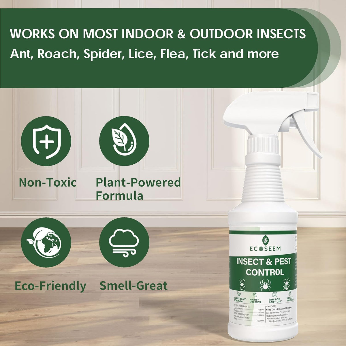 Insect & Pest Control Spray – Natural Essential - Bug Killer & Insect Repellent, Kills Ant