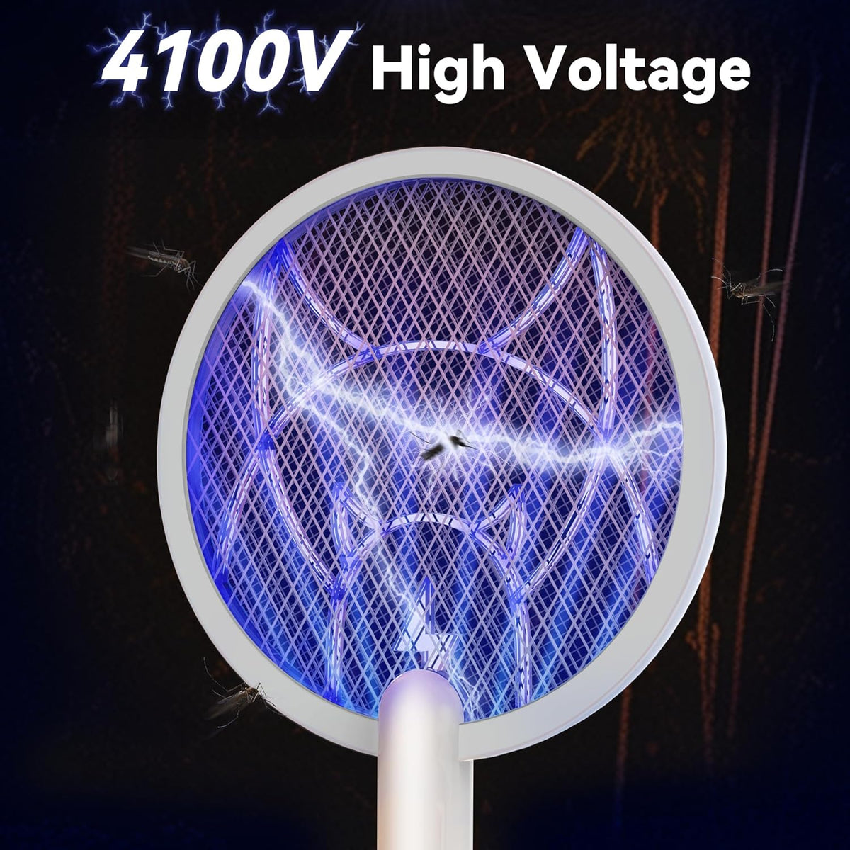 Electric Fly Swatter Racket, 2 in 1 Mosquito Bug Zapper 4100V Handheld Mosquito Killer with 1800