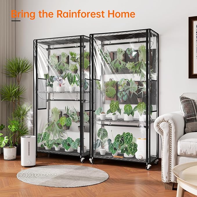 Bstrip Indoor Greenhouse Cabinet with Pegboard, Indoor Greenhouse with 4 Pack 96W Full Spectrum