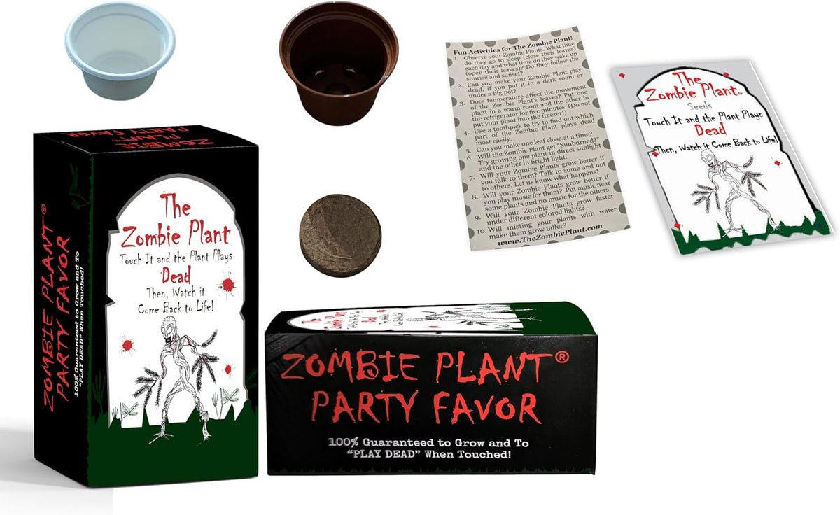 Zombie Plant Party Favors (2) Plays Dead When Touched! Includes Soil, Seeds & Mini Flower Pot.