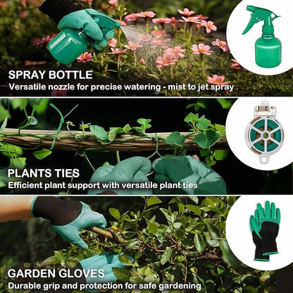 Bluemars Gardening Hand Tool Kit 14PCS Heavy Duty Stainless Steel Garden Tool Set with Floral