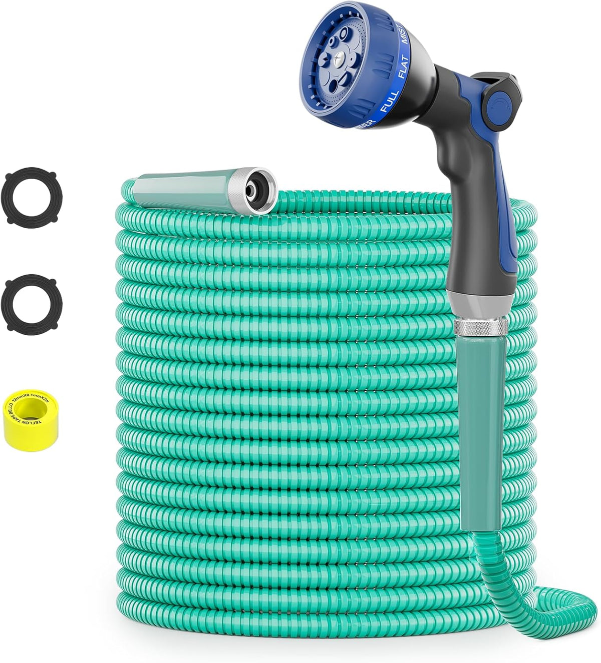 SPECILITE 75ft 304 Stainless Steel Garden Hose Metal, Heavy Duty Water Pipe with Nozzles for Yard