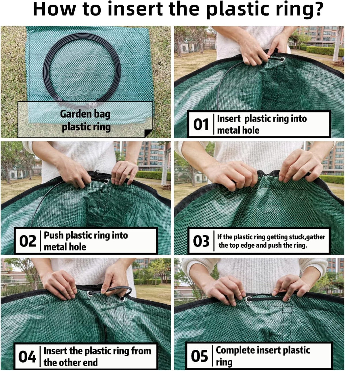 4 Pack 132 Gallons Reusable Yard Waste Bags with Double Bottom and Zipper Lid, Heavy Duty with 4