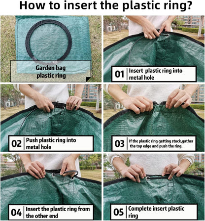 4 Pack 132 Gallons Reusable Yard Waste Bags with Double Bottom and Zipper Lid, Heavy Duty with 4