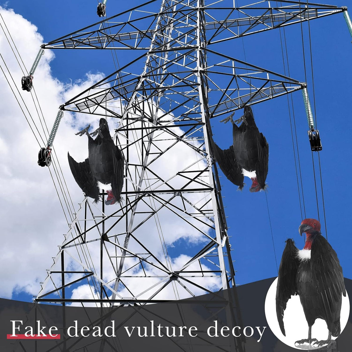 Tenceur 1 Piece Faux Vulture Effigy 18'' Large Fake Vulture Decoys Simulated Full Feathered