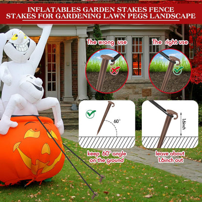 Vicenpal 24 Pcs 7 Inch Plastic Yard Stakes Inflatables Heavy Duty Plastic Garden Stakes for Tent