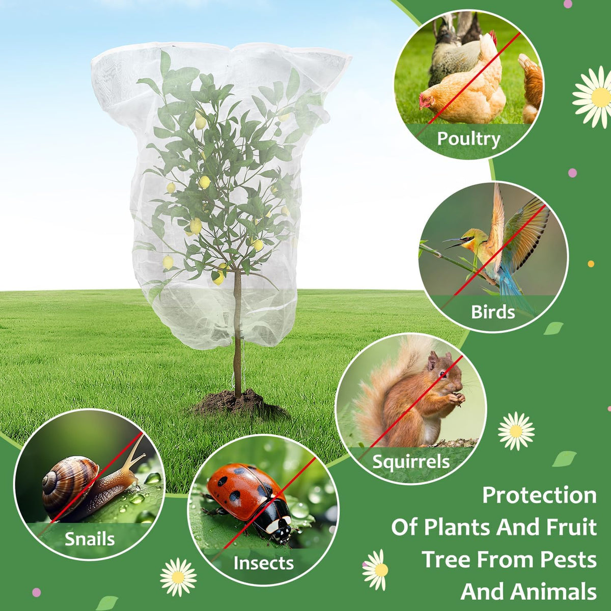 4PCS Netting for Garden Protection, BlueberryBush Netting Cover Insect Bird Barrier Mesh