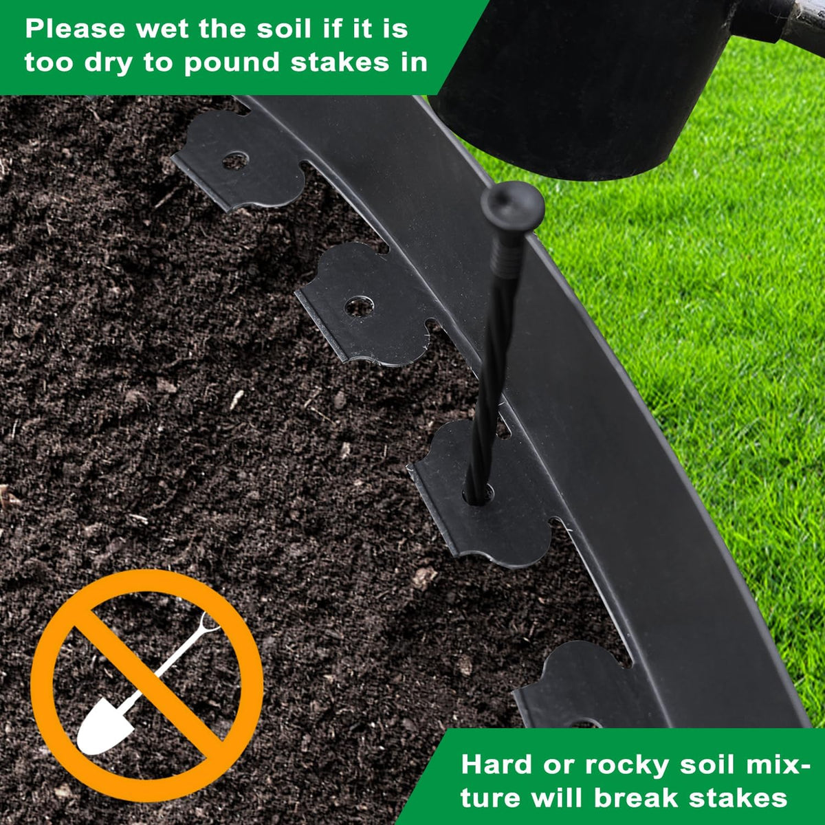 Hugeleaf Landscape Edging Border 60 Feet with 72pcs Spikes, 4inches Flexible Plastic Garden Edging