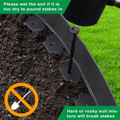 Hugeleaf Landscape Edging Border 60 Feet with 72pcs Spikes, 4inches Flexible Plastic Garden Edging