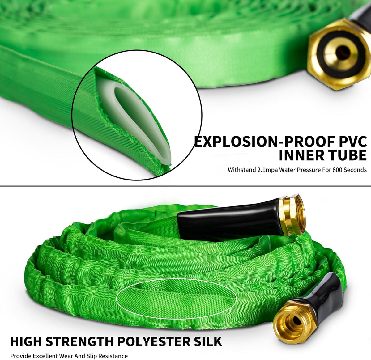Garden Hose 25 FT,Non-Expanding,10 Functional Nozzles,Garden Hose Anti-Kink,Heavy Duty Flexible