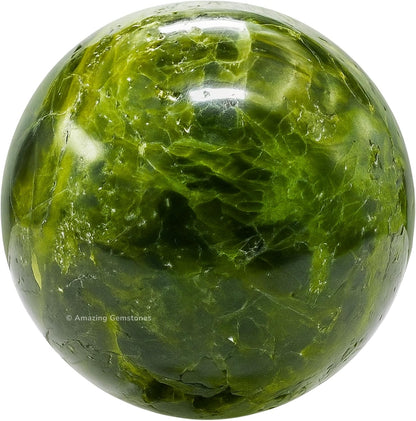 Amazing Gemstone Green Tourmaline in Matrix Crystal Ball with Stand - 2 Inches Crystal Sphere