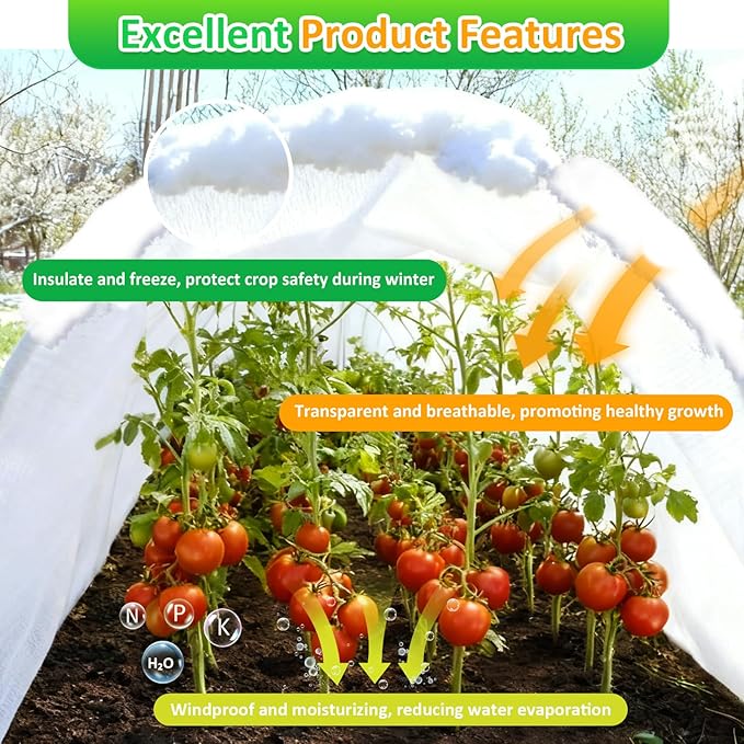 White Plant Covers Freeze Protection, 10 x 50 ft - 2 oz/yd² Frost Cloths for Outdoor Plants, Tree