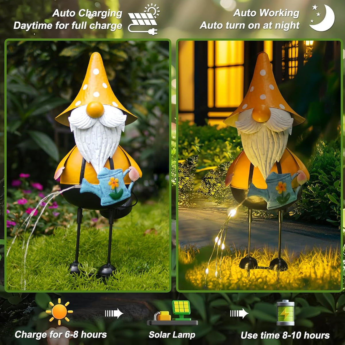 HONGLAND Solar Garden Gnomes Outdoor Statue -18 Inch Gnomes Decorations for Yard with Firework
