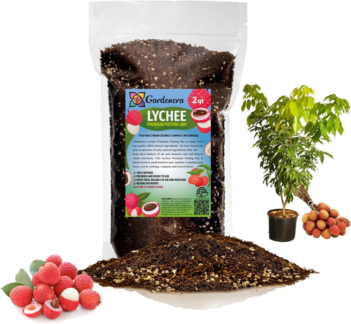 GARDENERA Premium Lychee Potting Soil Mix - Perfect Balance of Nutrients, Drainage, and Aeration