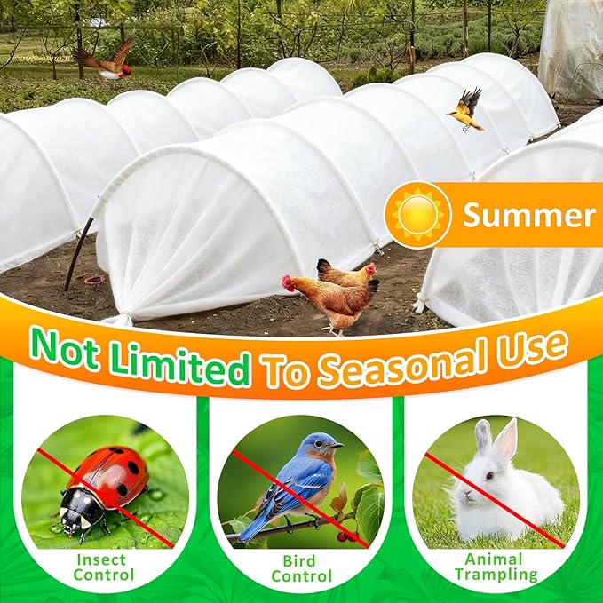 White Plant Covers Freeze Protection, 10 x 50 ft - 2 oz/yd² Frost Cloths for Outdoor Plants, Tree