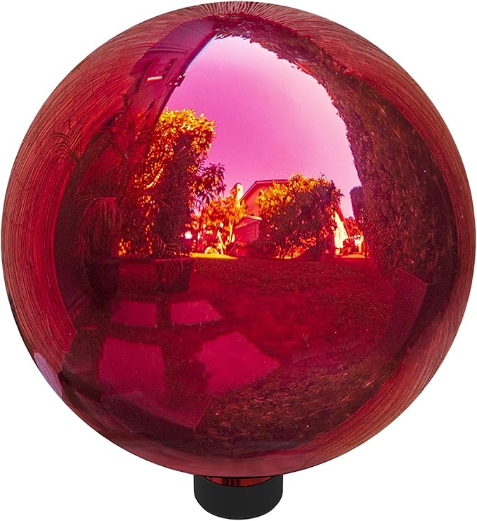 Alpine Corporation 10" Diameter Indoor Outdoor Glass Gazing Globe Yard Decor, Red