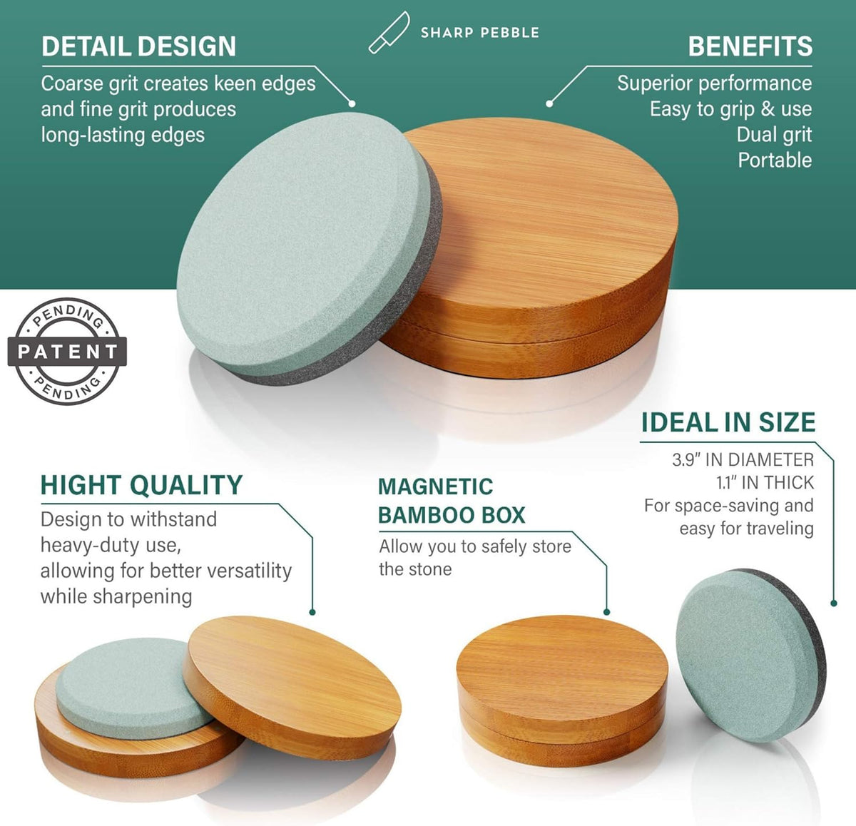 Sharp Pebble Puck/Disk - Axe/Hatchet Large Sharpening Stone- Whetstone Blade & Tool Sharpener- Dual