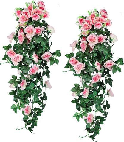RECUTMS 2PCS Artificial Hanging Flower 3.3Ft Fake Garland for Home Room Garden Wedding Indoor