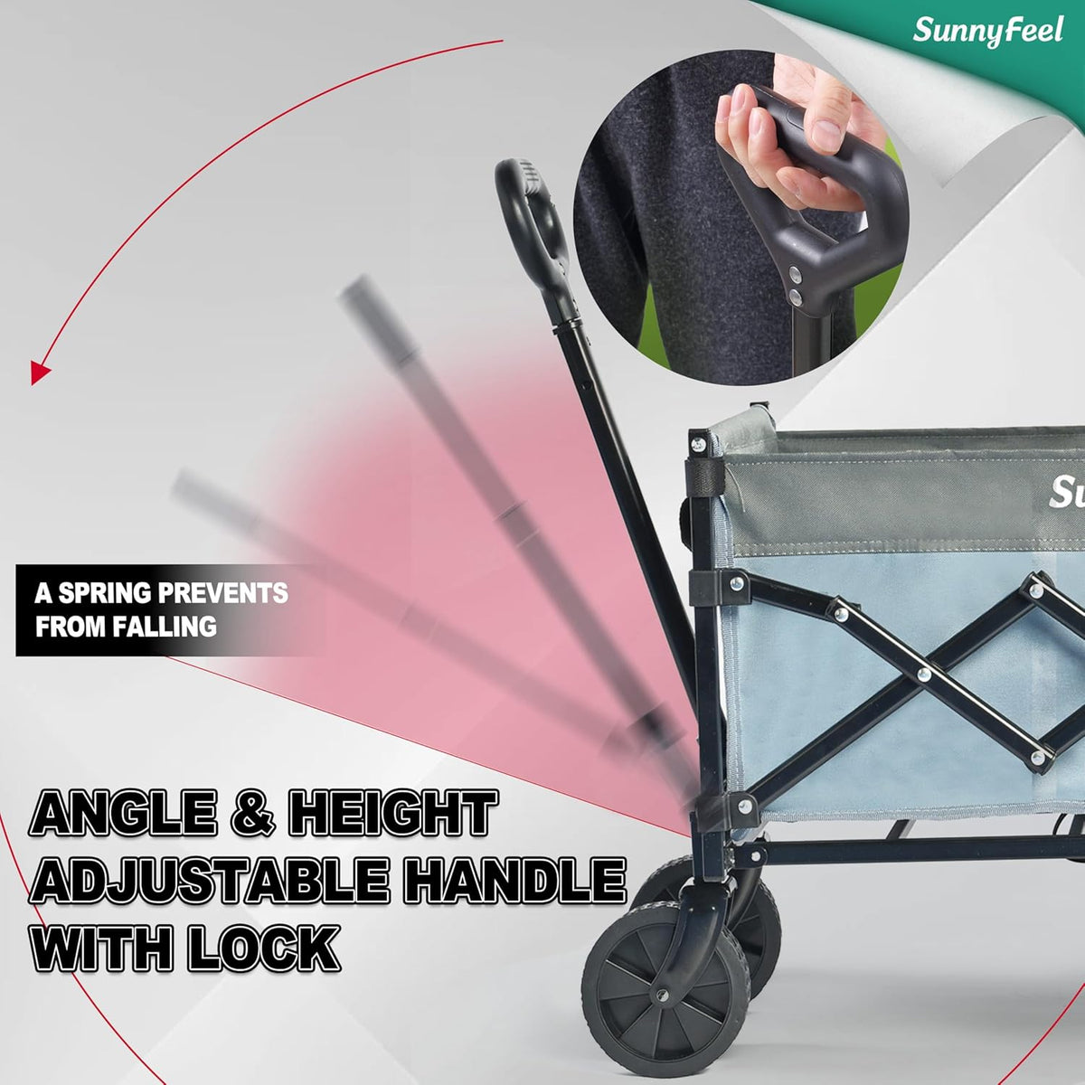 SUNNYFEEL 49''L 550lbs Heavy Duty Wagon Cart Foldable with Wheels,Extra Long Fold Up Wagons Carts