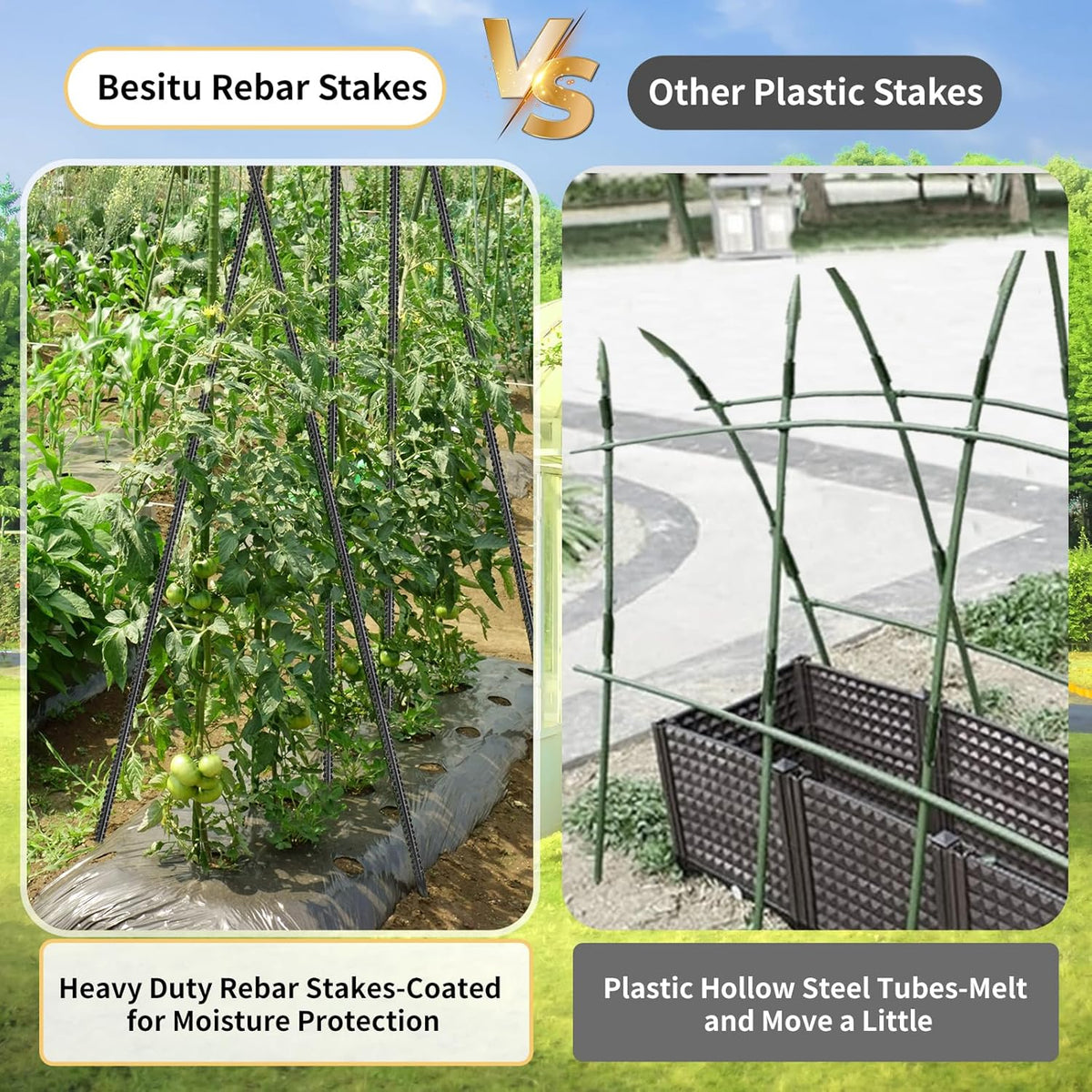 Rebar Stakes 36 inches 16-Pack Concrete Form Stakes Straight 3/8" Diameter Rebar Ground Metal