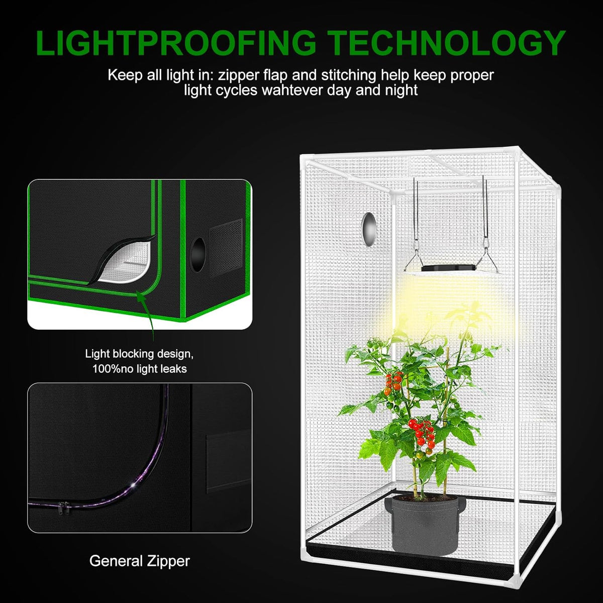MELONFARM Small Grow Tent for Aerogarden，18”x18”x48” ，Hydroponics Growing System ，Highly Reflective