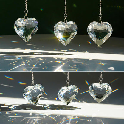 H&D HYALINE & DORA 50mm Clear Crystal Heart Suncatcher Set of 3 Suncatcher for Window Crystal Heart