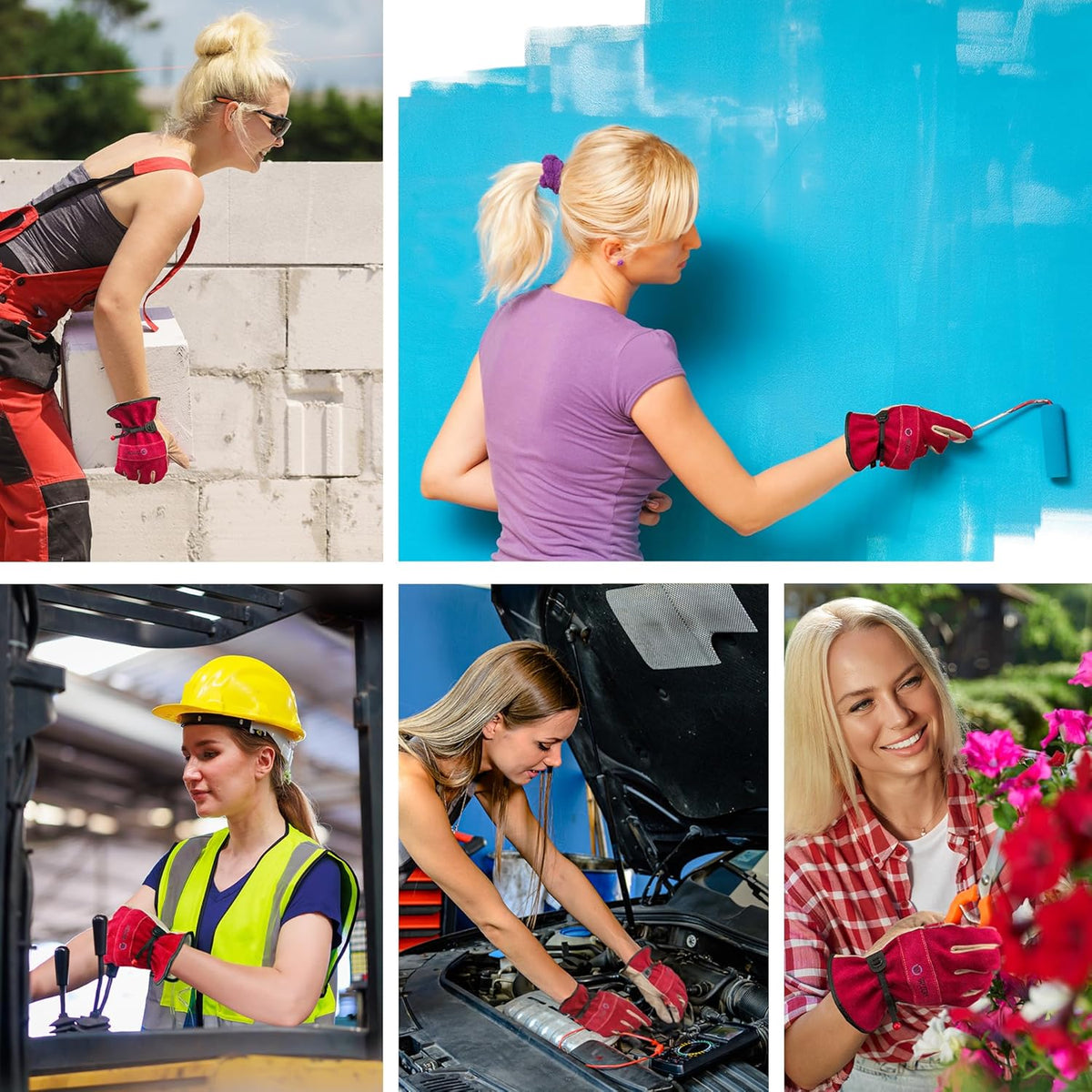 Leather Work Gloves for Women, Large Glove for Gardening, Tig/Mig Welding, Construction, Chainsaw