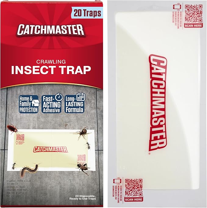 Catchmaster XL Extra-Strength Centipede & Spider Glue Traps 20-PK, Adhesive Bug Catcher, Spider